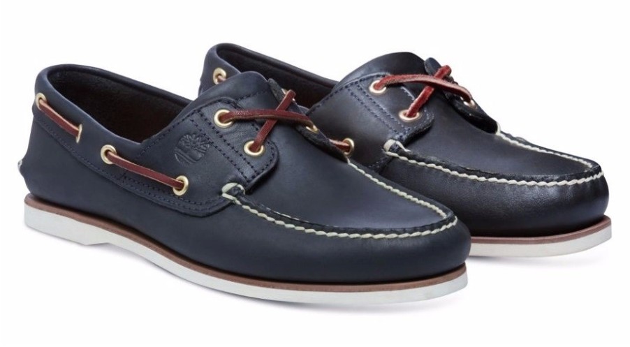 Homme Timberland | Timberland Men Classic Boat 2 Eye Navy Smooth