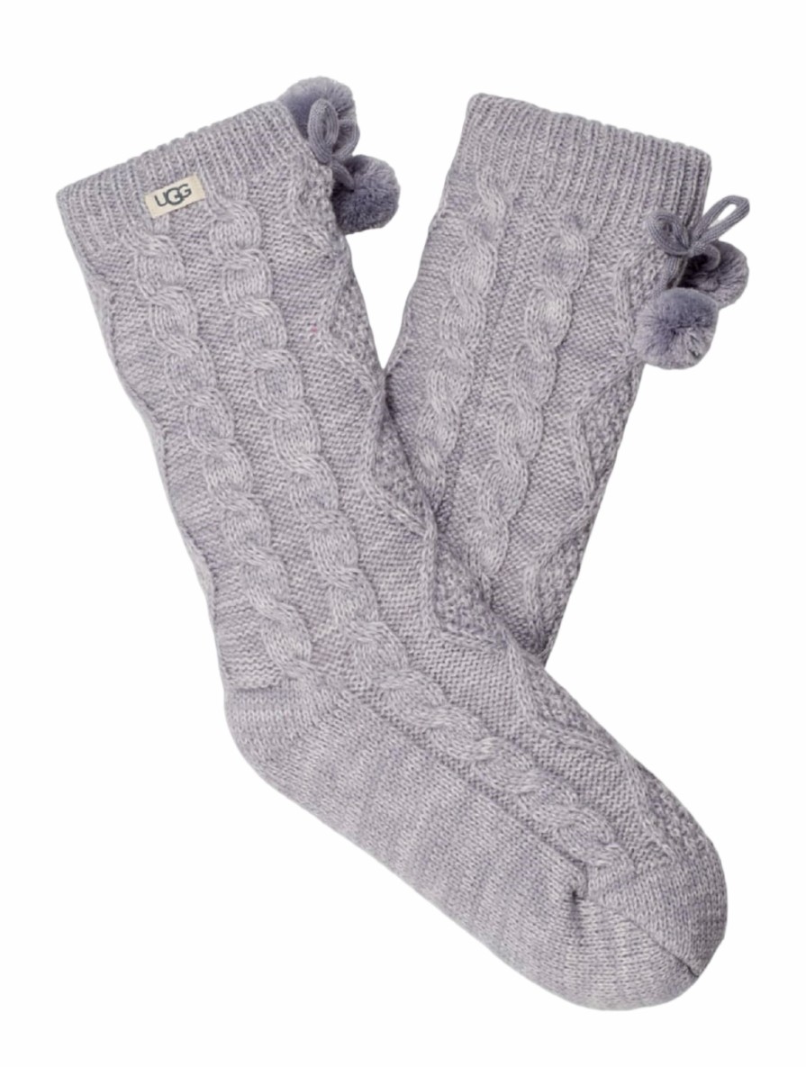 Accessoires UGG | Chaussettes Ugg Pom Pom Fleece Lined Crew Sock Cloudy Grey