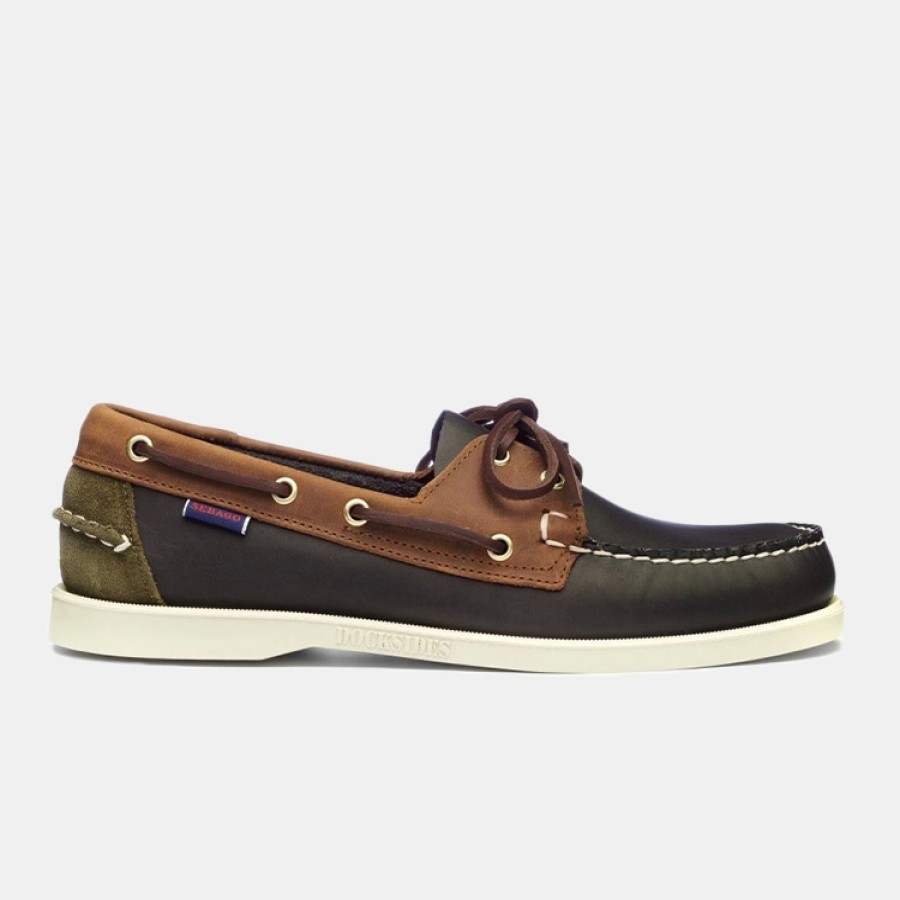 Homme Sebago | Chaussures Bateau Sebago Men Portland Leather Oil Blue Navy Brown Tan