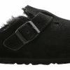 Femme Birkenstock | Sabots Birkenstock Unisexe Boston Black Black Narrow Suede Sheepskin