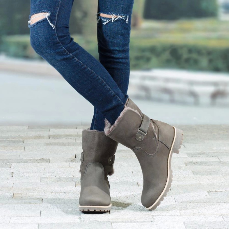 Femme Panama Jack | Bottines Panama Jack Felia Igloo B7 Nobuck Gris Grey