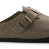 Homme Birkenstock | Sabots Birkenstock Unisexe Boston Sfb Taupe Regular Suede Leather