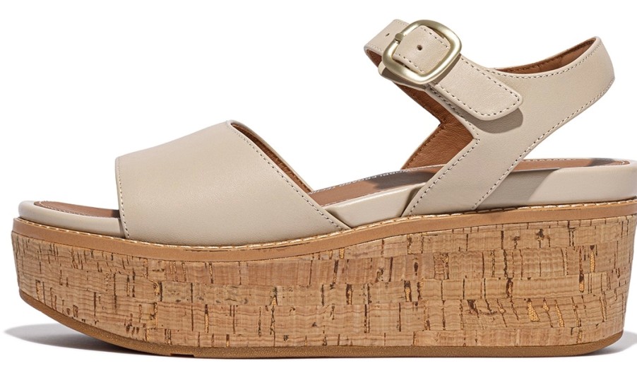 Femme FitFlop | Sandales Fitflop Femme Eloise Cork-Wrap Back-Strap Wedge Stone Beige