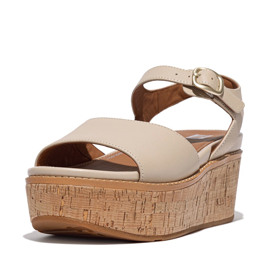 Femme FitFlop | Sandales Fitflop Femme Eloise Cork-Wrap Back-Strap Wedge Stone Beige