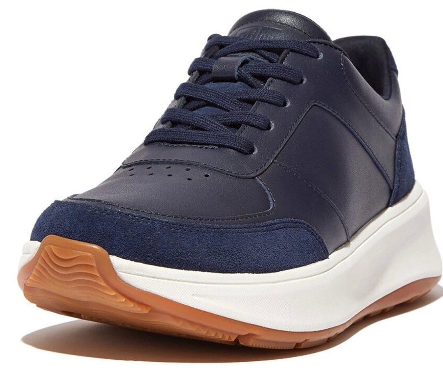 Femme FitFlop | Baskets Fitflop Women F-Mode Leather Suede Flatform Sneakers Midnight Navy