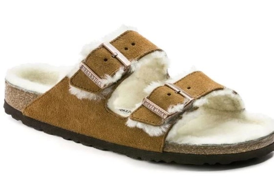 Homme Birkenstock | Sandales Birkenstock Unisexe Arizona Shearling Mink Narrow