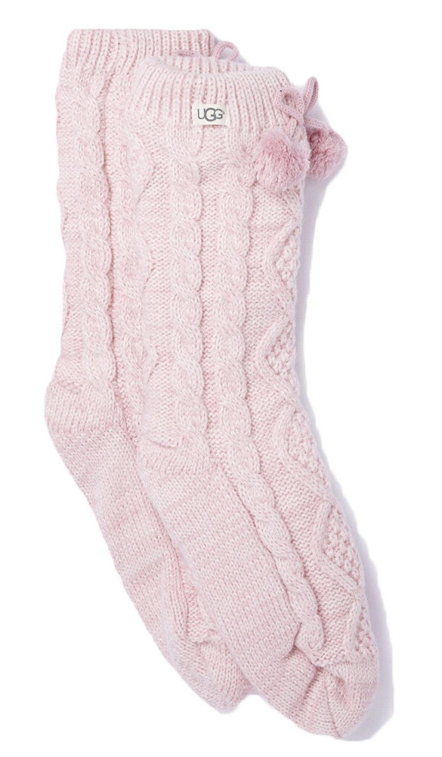 Accessoires UGG | Chaussettes Ugg Women Pom Pom Fleece Lined Crew Sock Seashell Pink