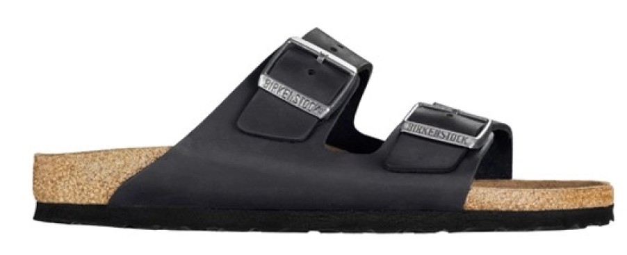 Homme Birkenstock | Sandales Birkenstock Unisexe Arizona Leather Black Oiled Regular