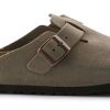 Femme Birkenstock | Sabots Birkenstock Unisexe Boston Sfb Taupe Regular Suede Leather