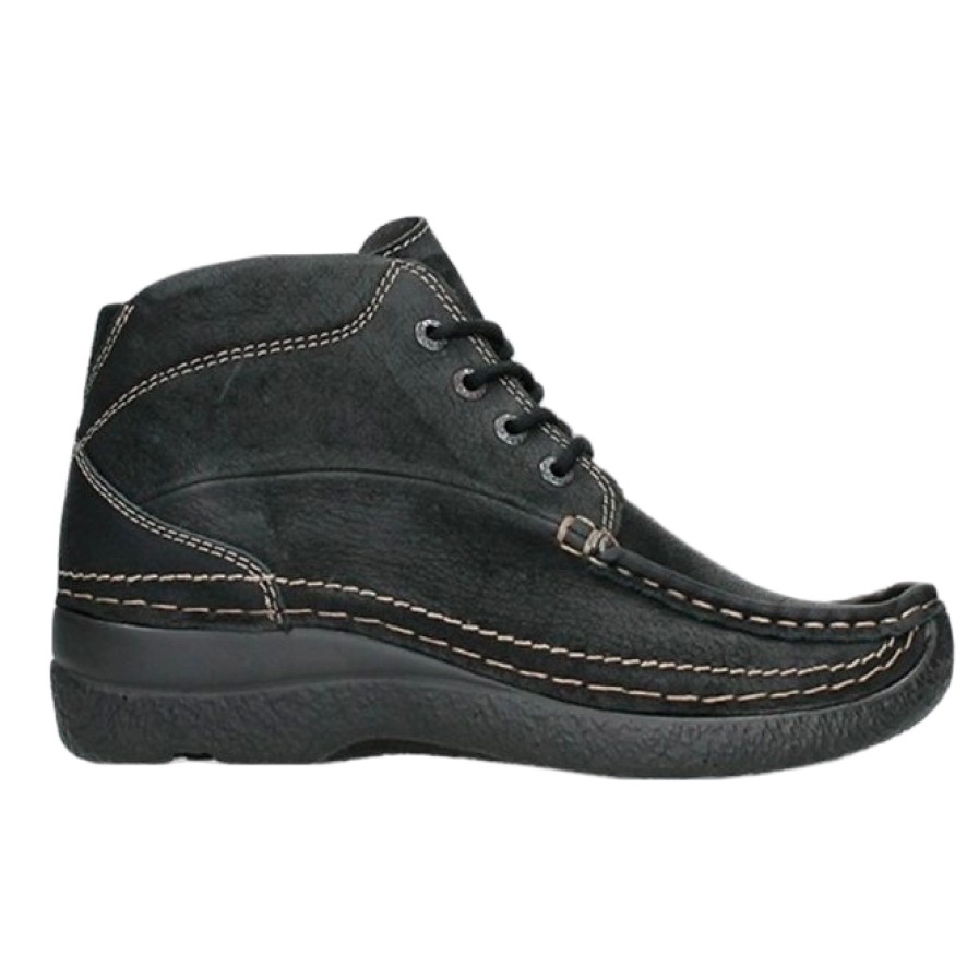 Femme Wolky | Chaussures A Lacets Wolky Women Roll Shoot Montana Nubuck Black