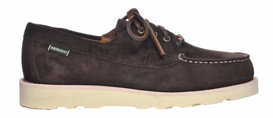 Homme Sebago | Chaussures Bateau Sebago Hommes Askookfield Suede Dark Brown