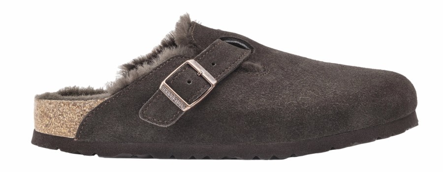 Femme Birkenstock | Sabots Birkenstock Unisex Boston Sherling Narrow Mocca