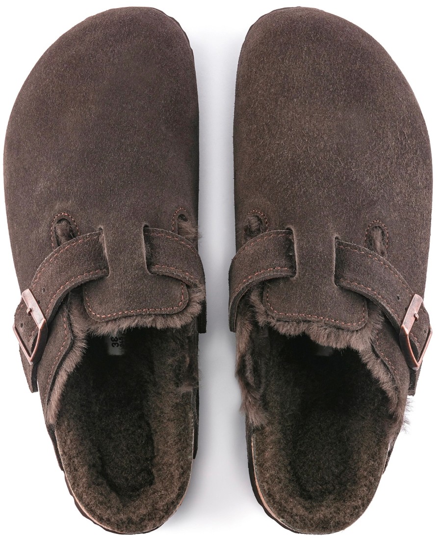 Femme Birkenstock | Sabots Birkenstock Unisex Boston Sherling Narrow Mocca