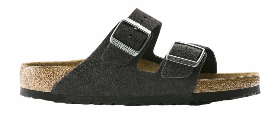 Homme Birkenstock | Sandales Birkenstock Unisex Arizona Vl Sfb Narrow Velvet Gray