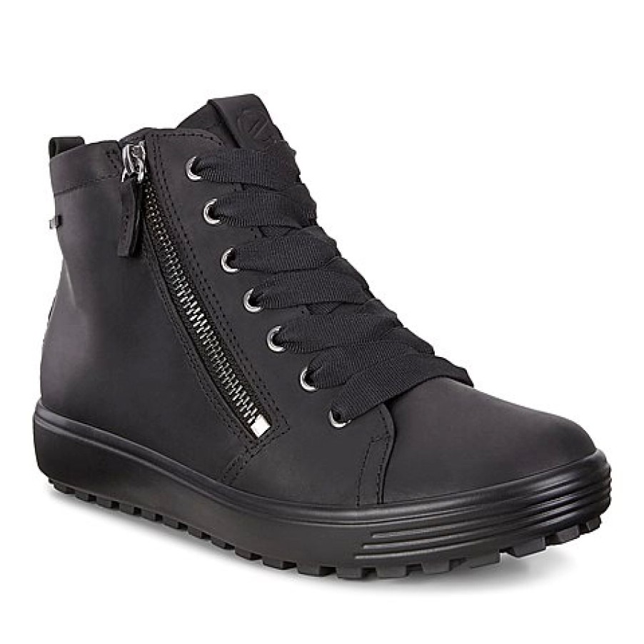 Femme Ecco | Bottines Ecco Femme Soft 7 Tred Black Oil Nubuck