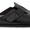 Femme Birkenstock | Sabots Birkenstock Unisexe Boston Smooth Leather Black Supergrip Sole Narrow