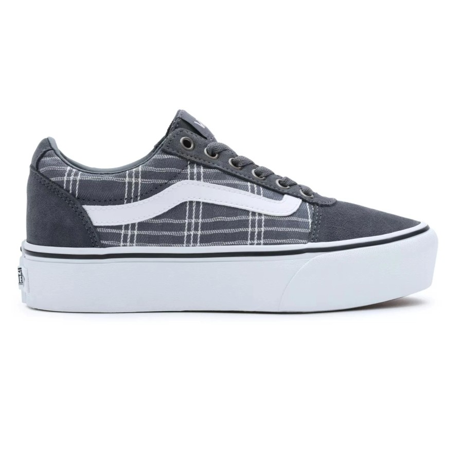 Femme Vans | Baskets Vans Femme Ward Plateforme Plaid Block Dark Slate