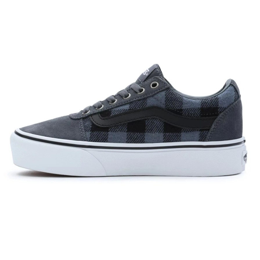 Femme Vans | Baskets Vans Femme Ward Plateforme Plaid Block Dark Slate