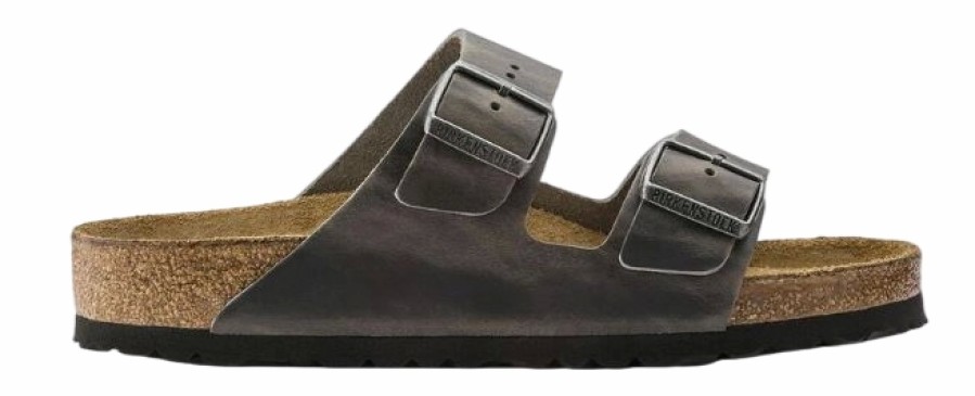 Homme Birkenstock | Sandales Birkenstock Unisexe Arizona Sfb Iron Oiled Leather Narrow