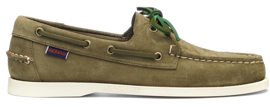 Homme Sebago | Chaussures Bateau Sebago Men Portland Flesh Out Green Military