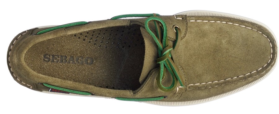 Homme Sebago | Chaussures Bateau Sebago Men Portland Flesh Out Green Military