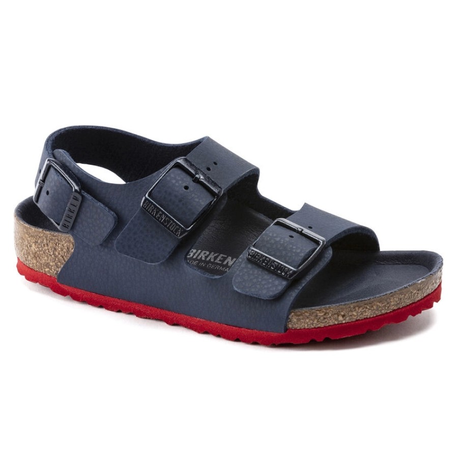 Enfant Birkenstock | Sandales Birkenstock Kids Milano Bf Desert Soil Blue Red Narrow