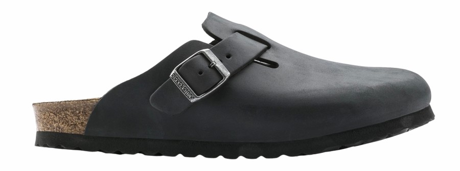 Femme Birkenstock | Sabots Birkenstock Unisexe Boston Leather Black Narrow