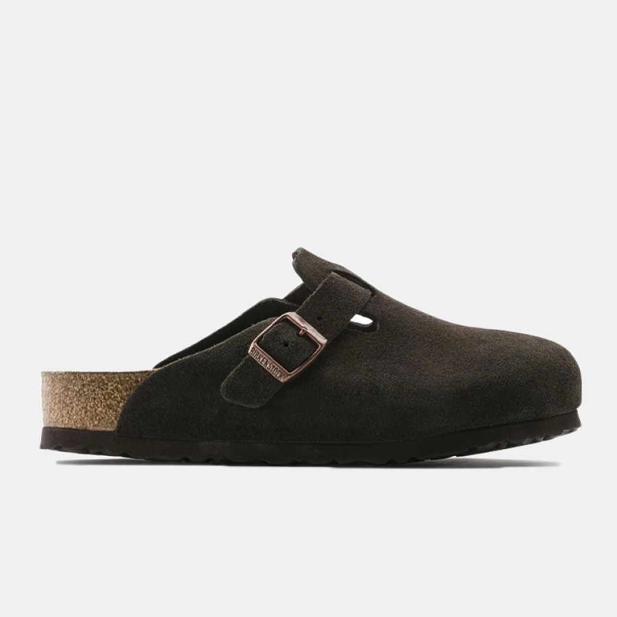 Femme Birkenstock | Sabots Birkenstock Unisexe Boston Sfb Mocca Regular Suede