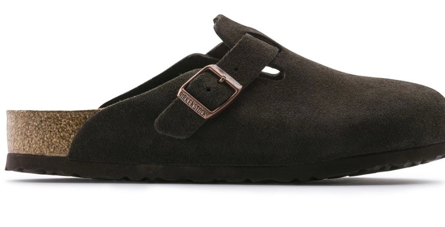 Femme Birkenstock | Sabots Birkenstock Unisexe Boston Sfb Mocca Regular Suede