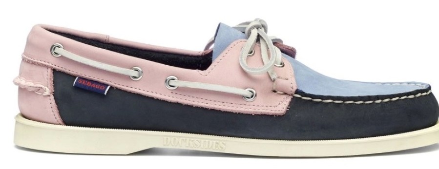 Homme Sebago | Chaussures Bateau Sebago Men Portland Archive Navy Blue Soft Pink Soft Blue