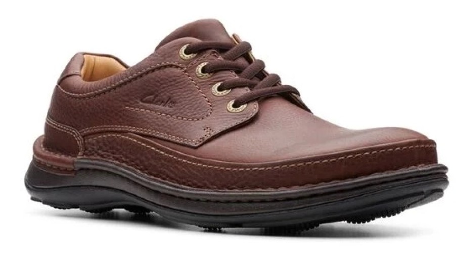 Homme Clarks | Chaussure A Lacets Clarks Men Nature Three Mahogany Leather