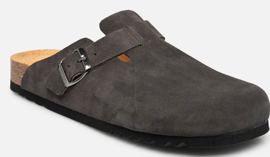 Homme Scholl | Chaussures En Bois Scholl Sabot Homme Olivier Suede Grey