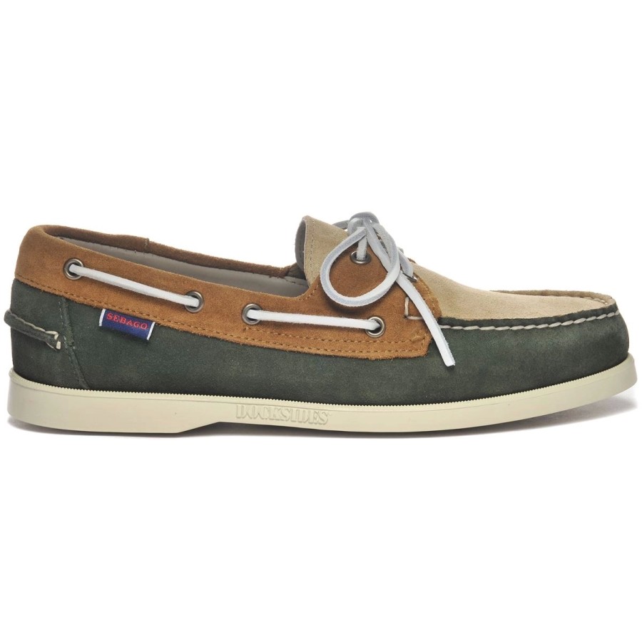 Homme Sebago | Chaussures Bateau Sebago Homme Portland Jib Green Thyme Taupe