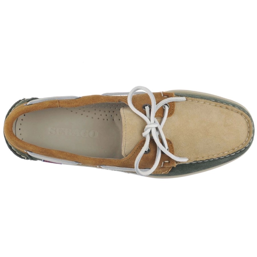 Homme Sebago | Chaussures Bateau Sebago Homme Portland Jib Green Thyme Taupe