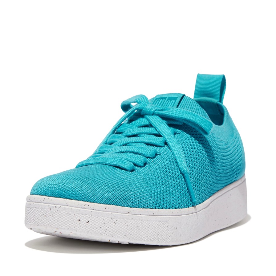 Femme FitFlop | Baskets Fitflop Women Rally E01 Sneaker Knit Tahiti Blue