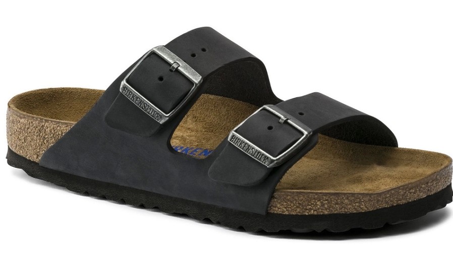 Homme Birkenstock | Sandales Birkenstock Unisexe Arizona Black Oiled Leather Regular