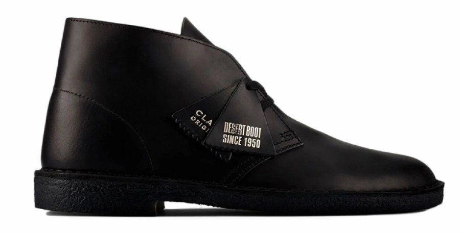 Homme Clarks Originals | Chaussures Clarks Originals Homme Desert Boot Black Polished