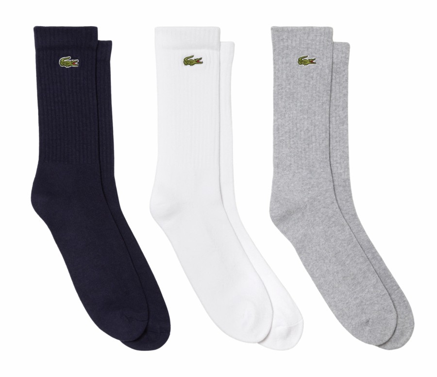 Accessoires Lacoste | Chaussettes Lacoste Unisexe Ra4182 Silver Chine/White-Navy Blue