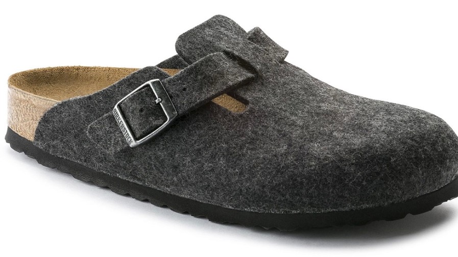 Femme Birkenstock | Sabot Birkenstock Unisex Boston Anthracite Wool Regular