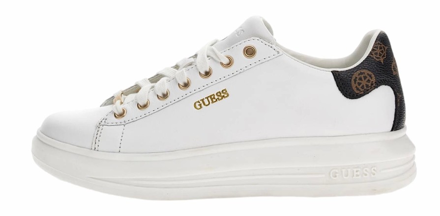 Femme Guess | Baskets Guess Femme Vibo Blanc Brown Ocra