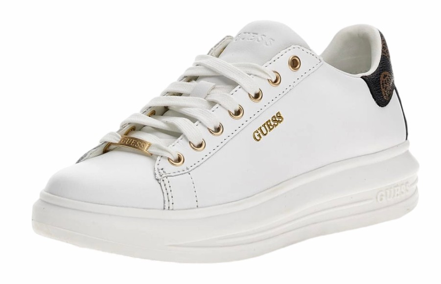 Femme Guess | Baskets Guess Femme Vibo Blanc Brown Ocra