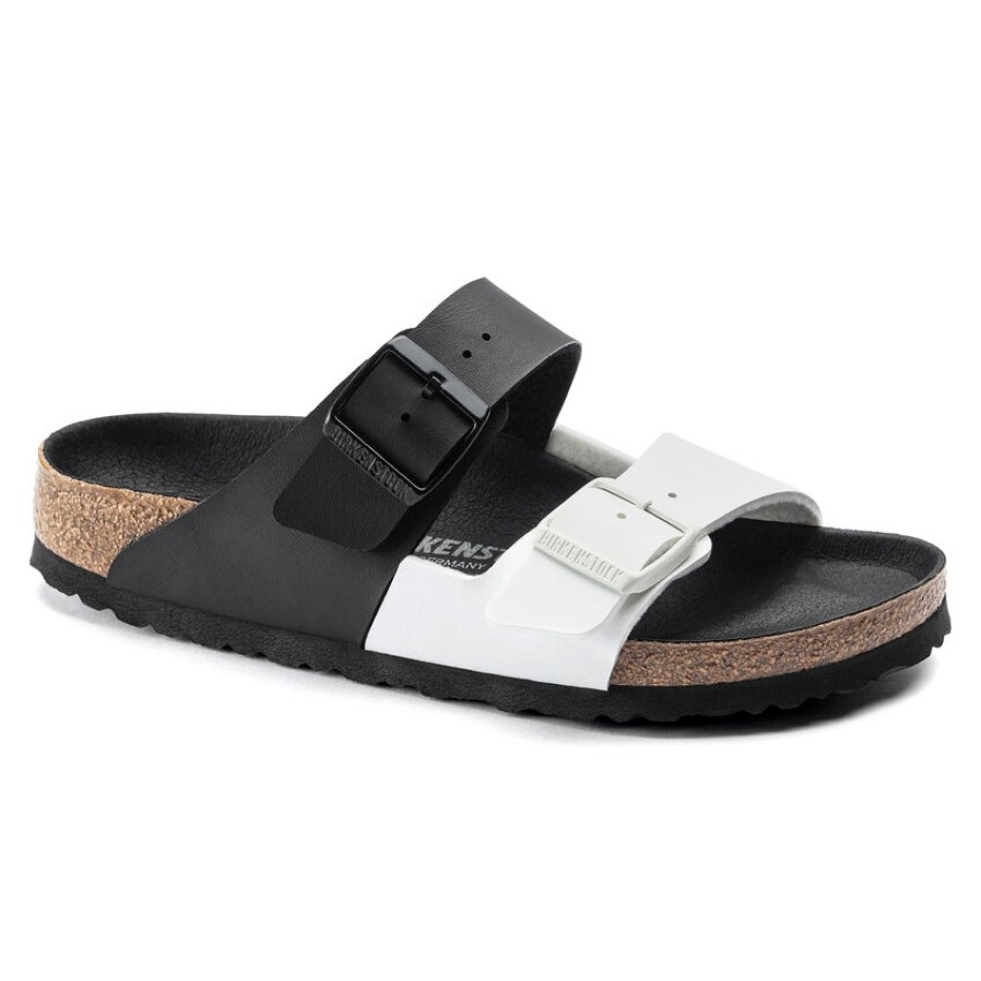 Homme Birkenstock | Tongs Birkenstock Unisex Arizona Split Bf Black White Narrow