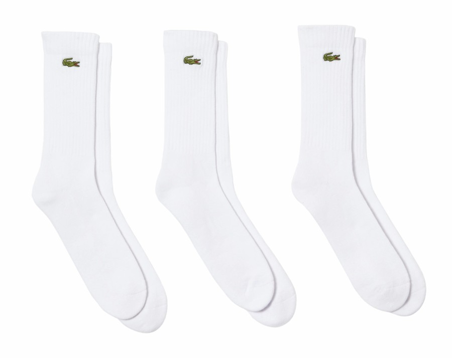 Accessoires Lacoste | Chaussettes Lacoste Ra4182 White (Lot De 3 Paires)