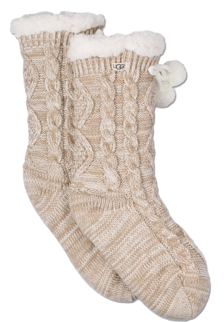 Accessoires UGG | Chaussettes Ugg Women Pom Pom Fleece Lined Crew Sock Cream