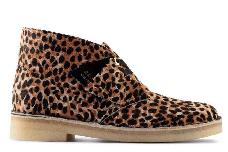 Femme Clarks Originals | Chaussures Clarks Originals Femme Desert Boot Leopard Print Pony 2021