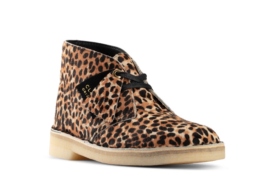 Femme Clarks Originals | Chaussures Clarks Originals Femme Desert Boot Leopard Print Pony 2021