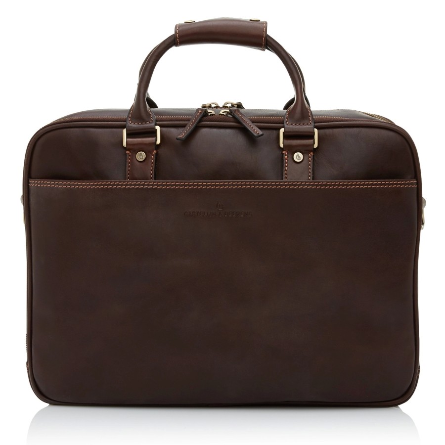 Accessoires Castelijn & Beerens | Sac D'Ordinateur Portable Castelijn & Beerens Verona Rits Mocca 15,6