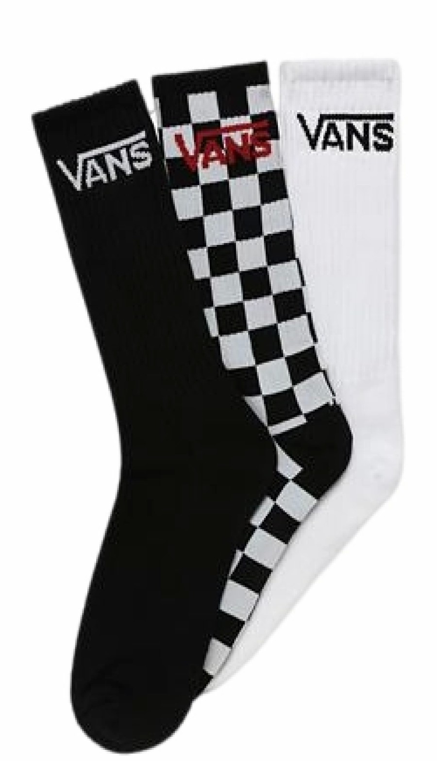 Accessoires Vans | Chaussettes Vans Men Classic Crew Black White Checkerboard (Lot De 3)