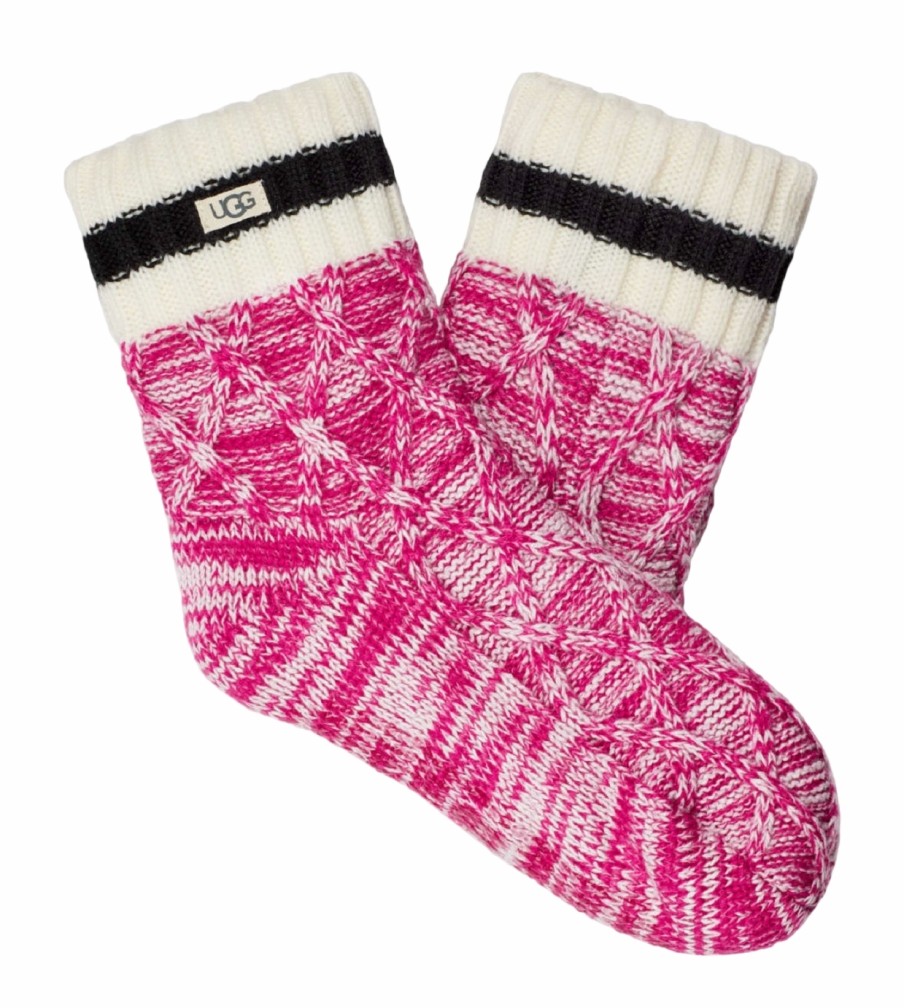 Accessoires UGG | Chaussettes Ugg Deedee Fleece Lined Quarter Solferino Pink/Tar