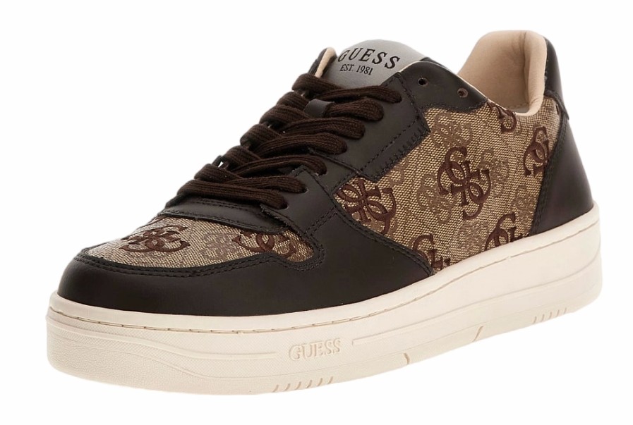 Homme Guess | Baskets Guess Homme Ancona 4G Beige Brown